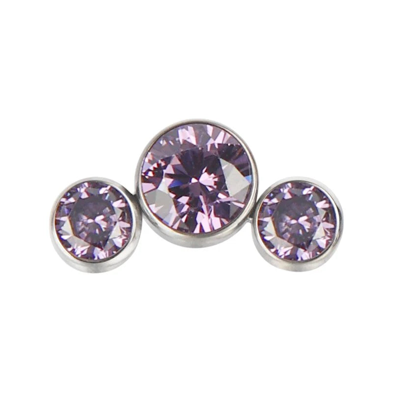 1.2 8mm Titanium 3 Jewel Cluster Labret Silver