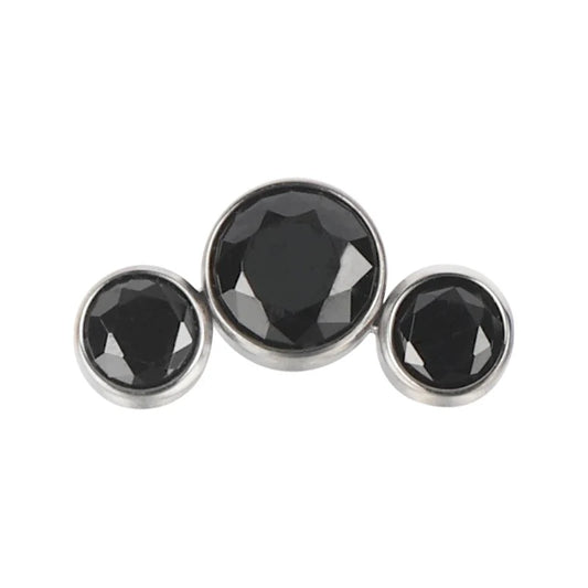 1.2 8mm Titanium 3 Jewel Cluster Labret Silver