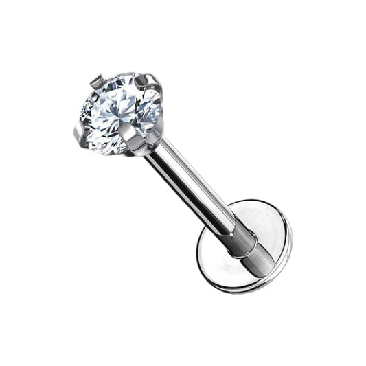1.2 8mm CZ Set Labret Silver