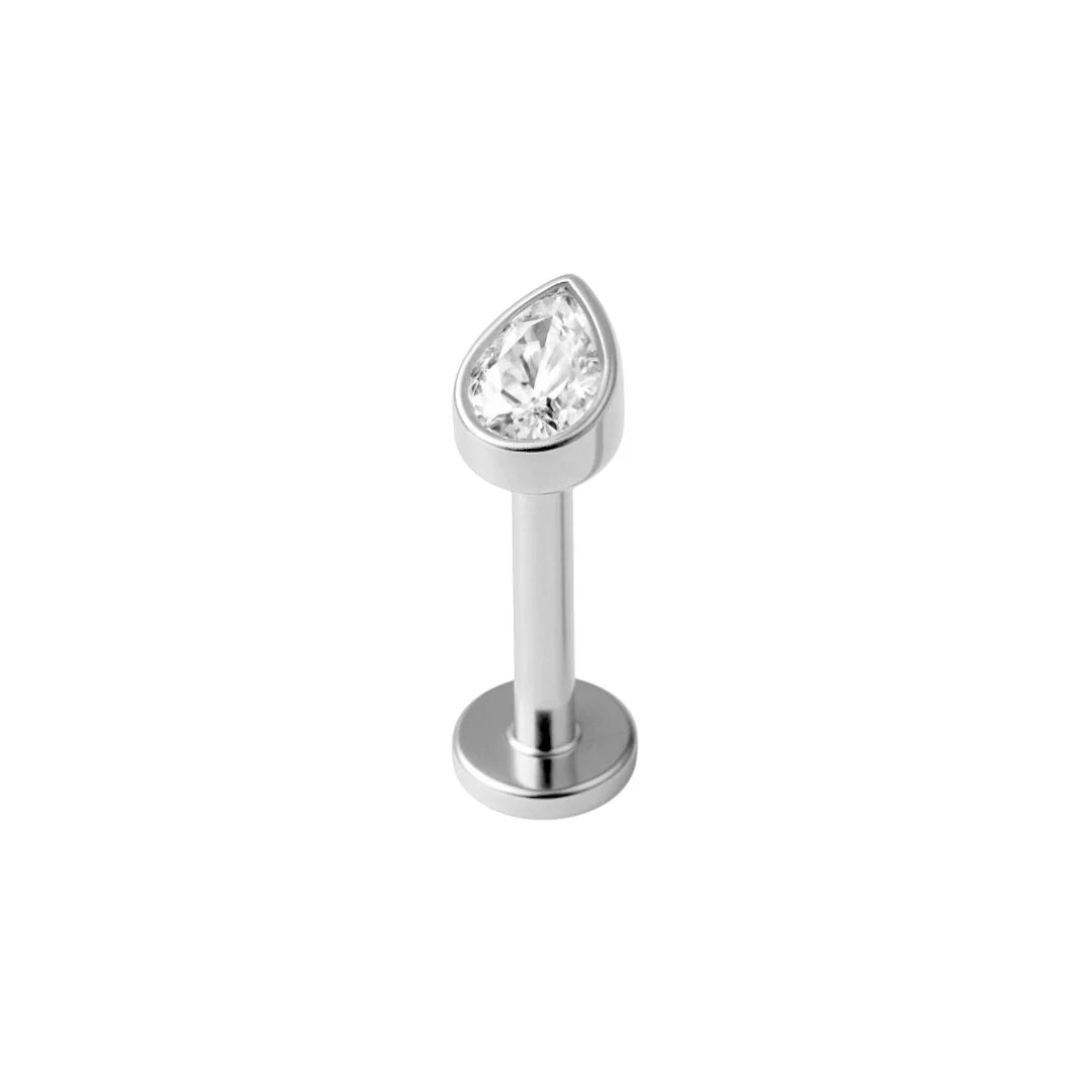 1.2 8mm Titanium Tear Drop Labret Silver