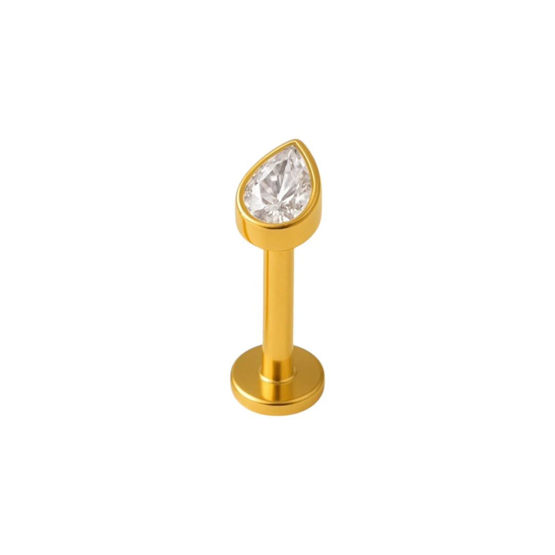 1.2 8mm Titanium Tear Drop Labret Gold