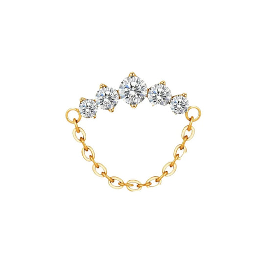 1.2 8mm Titanium 5 Jewel Round Chain Labret Gold