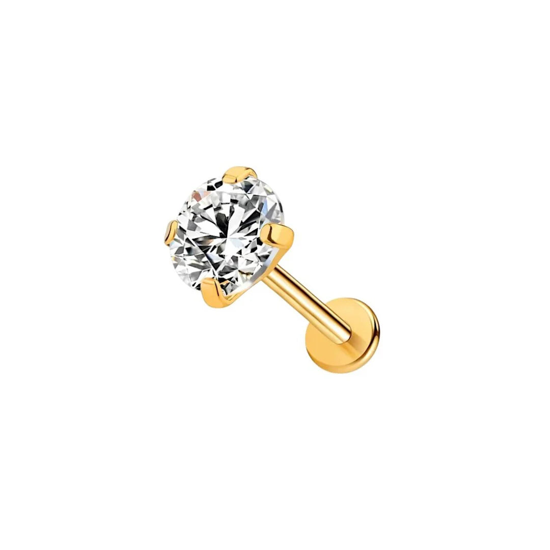 1.2 8mm Titanium CZ Jewel Labret Gold
