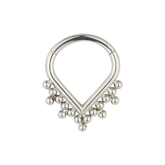 1.2 8mm Titanium Chevron Ball Cluster Clicker Silver