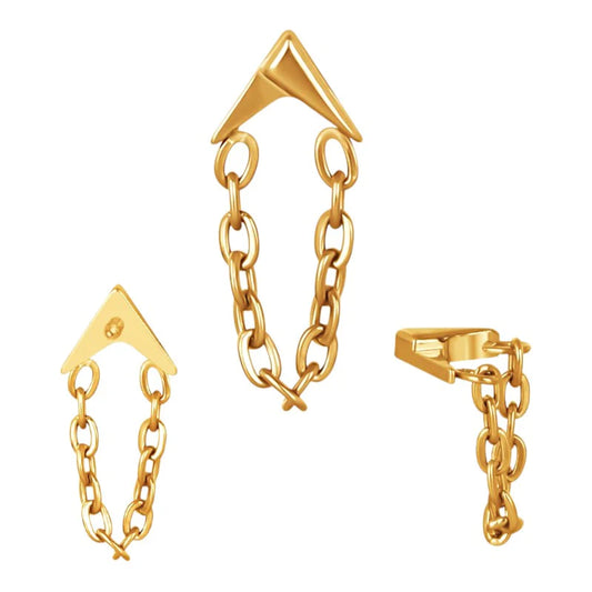 1.2 8mm Titanium Arrow Chain Dangle Labret Gold
