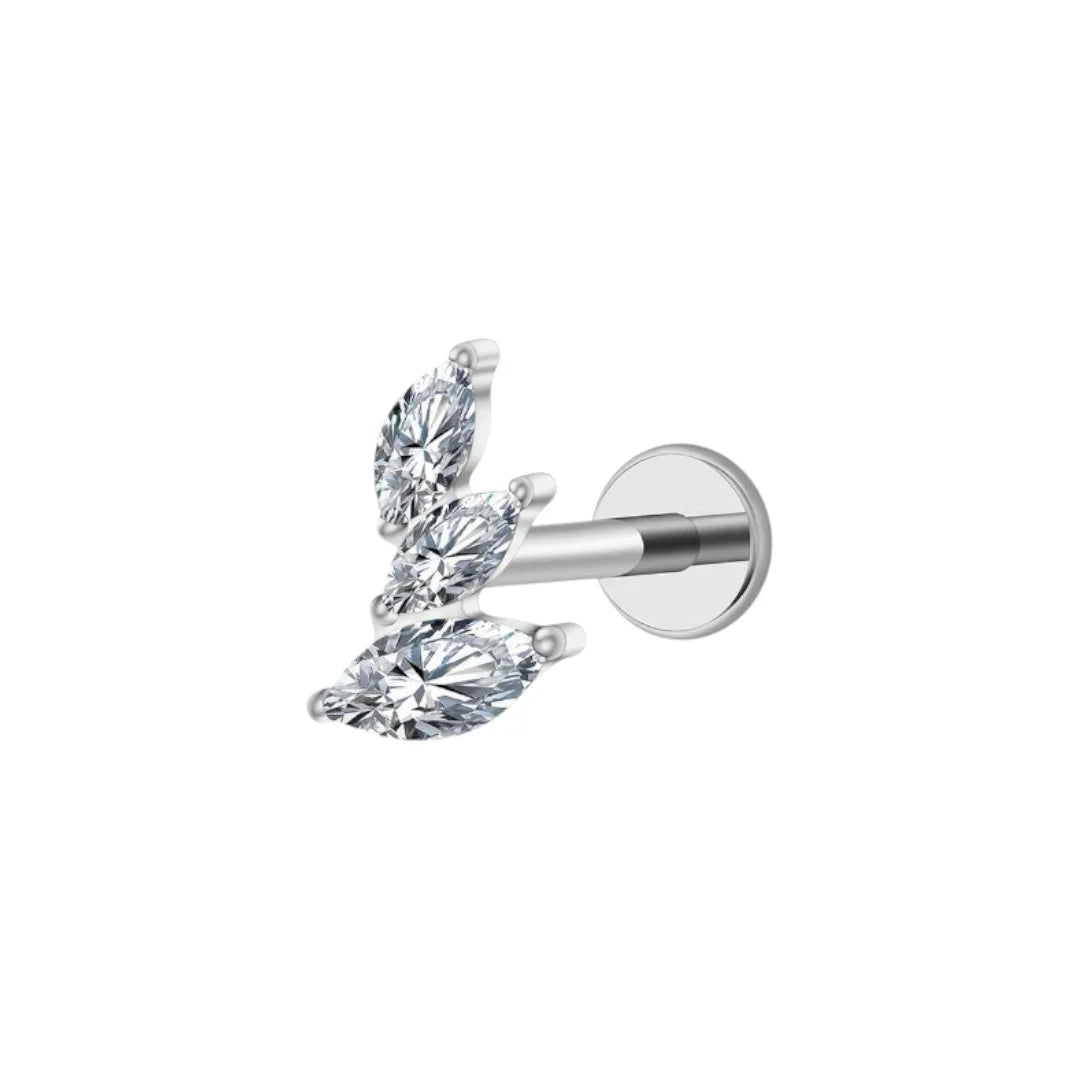 1.28mm Titanium 3 Stone Labret Silver