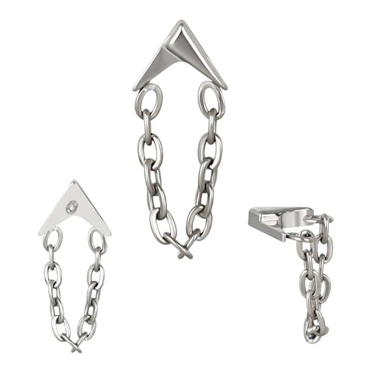 1.2 8mm Titanium Arrow Chain Dangle Labret Silver