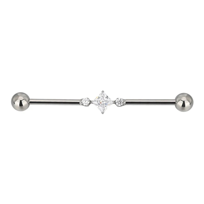 1.6 38mm Titanium Square Stone Industrial Silver