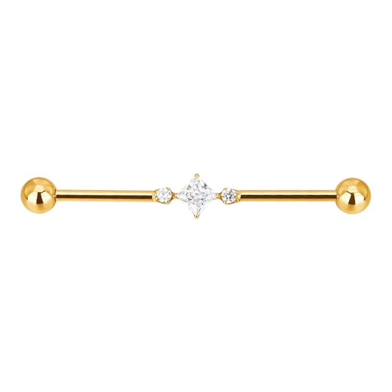 1.6 38mm Titanium Square Stone Industrial Gold