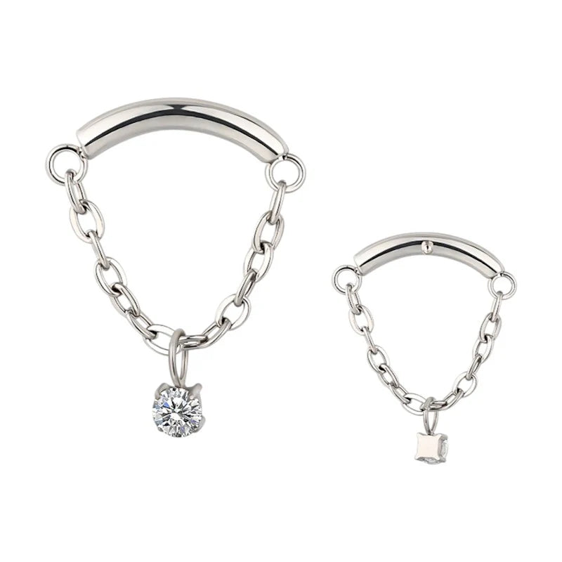 1.2 8mm Titanium Jewel Chain Hidden Helix Silver