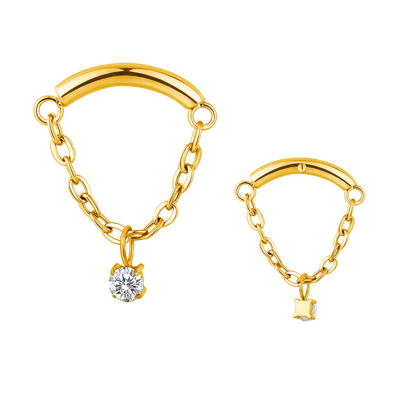 1.2 8mm Titanium Jewel Chain Hidden Helix Gold