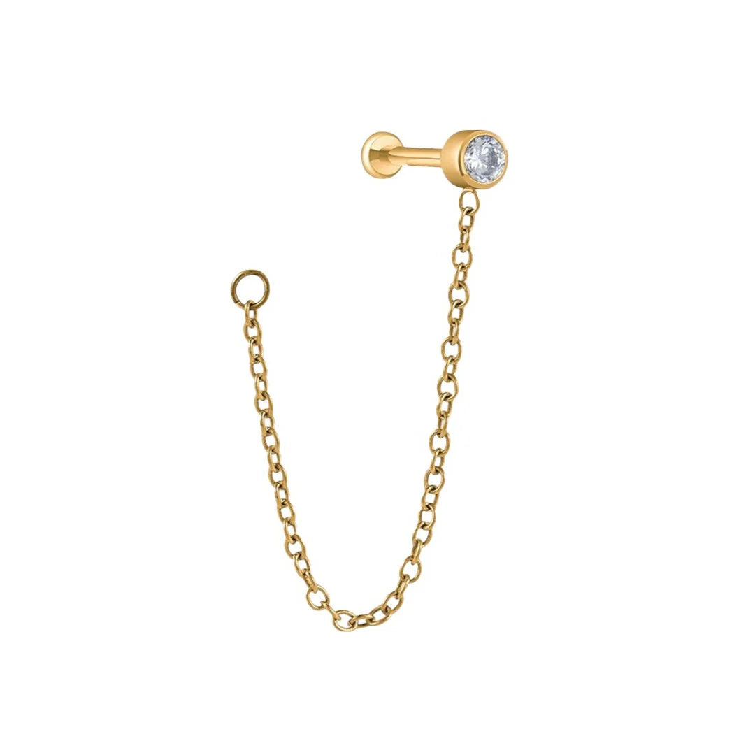 1.2 8mm Titanium Jewel Chain Labret Gold