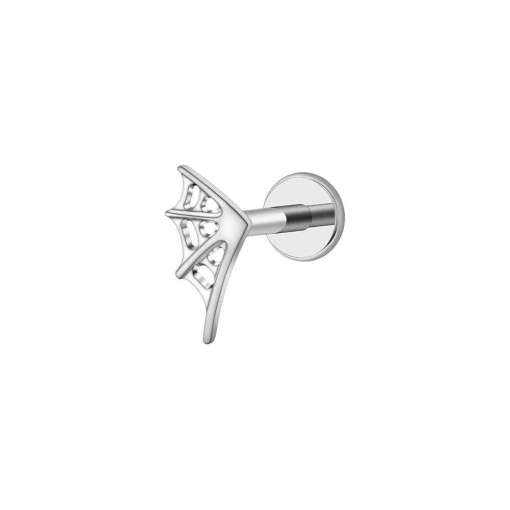 1.2 8mm Titanium Spiderweb Labret Silver Coloured