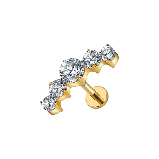 1.2 8mm Titanium 5 Stone Labret Gold