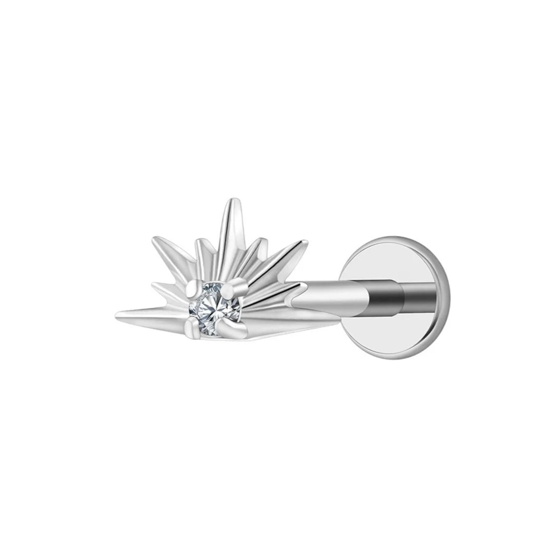 1.2 8mm Titanium Frozen Stone Labret Silver