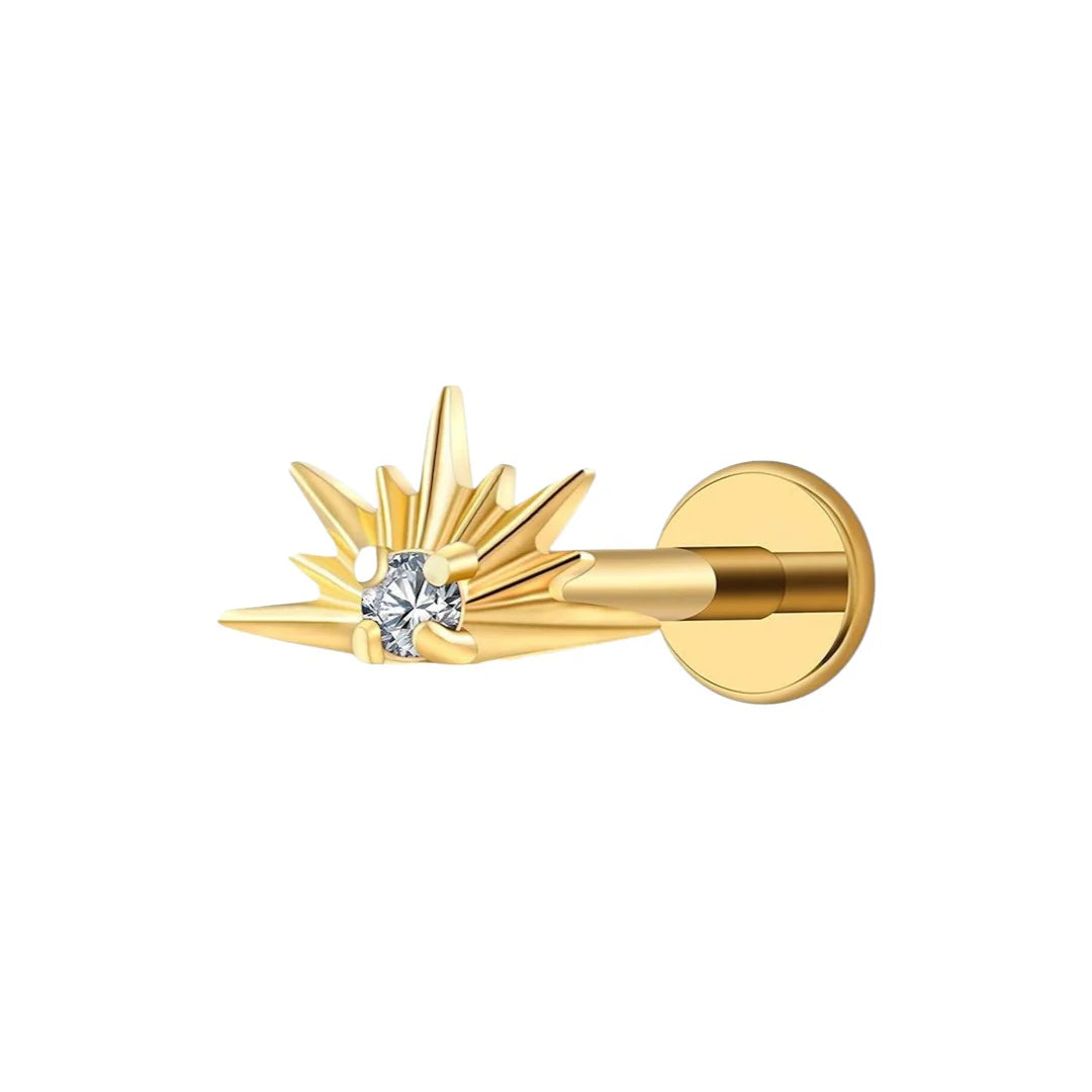 1.2 8mm Titanium Frozen Stone Labret Gold