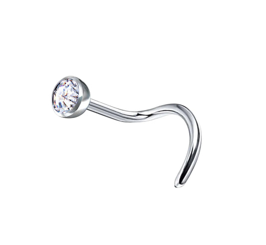 1.0 6MM Titanium Jewel Nose Stud Silver