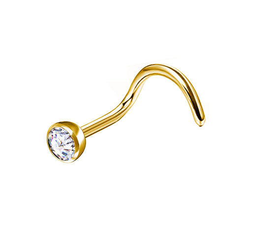 1.0 6MM Titanium Jewel Nose Stud Gold