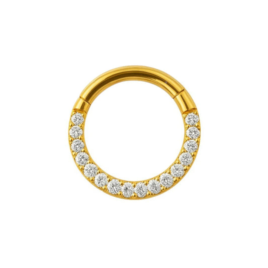 1.2 10mm Titanium Jewel Pave Side Clicker Gold