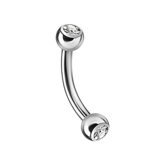 1.2 8mm Titanium Jewel Curved Barbell Silver