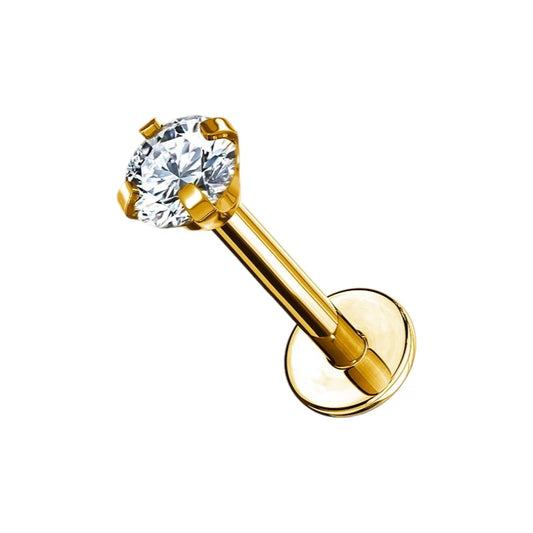 1.2 8mm CZ Set Labret Gold
