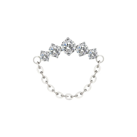 1.2 8mm Titanium 5 Jewel Round Chain Labret Silver