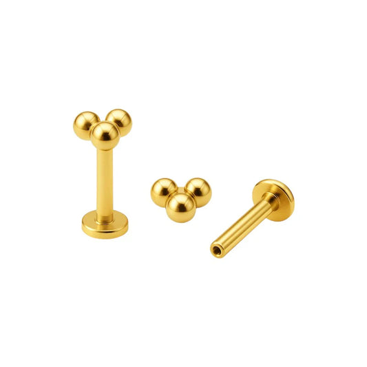 1.2 8mm Titanium 3 Ball Labret Gold