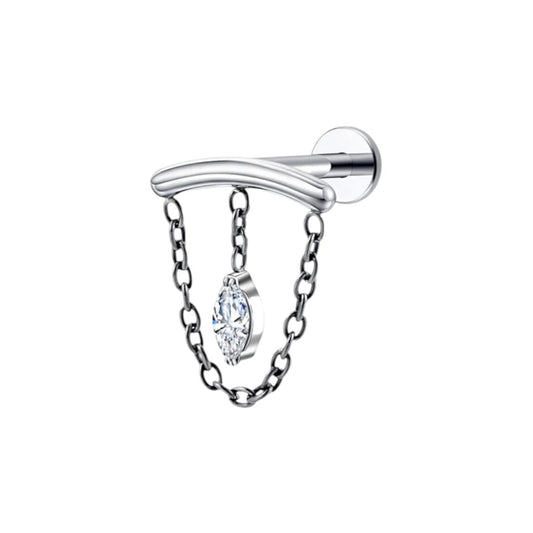 1.2 8mm Titanium Jewel Chain Hidden Helix Labret Silver