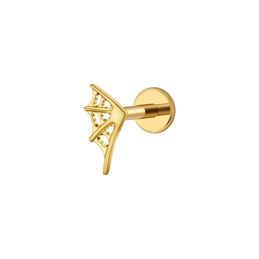 1.2 8mm Titanium Spiderweb Labret Gold Coloured