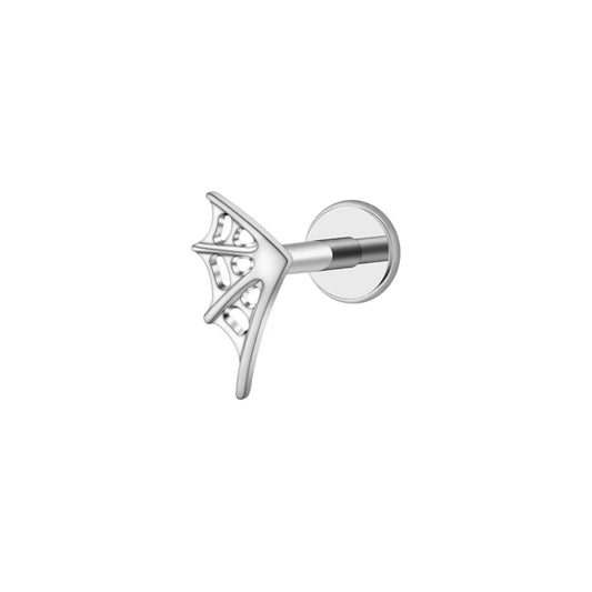1.2 8mm Titanium Spiderweb Labret Silver Coloured