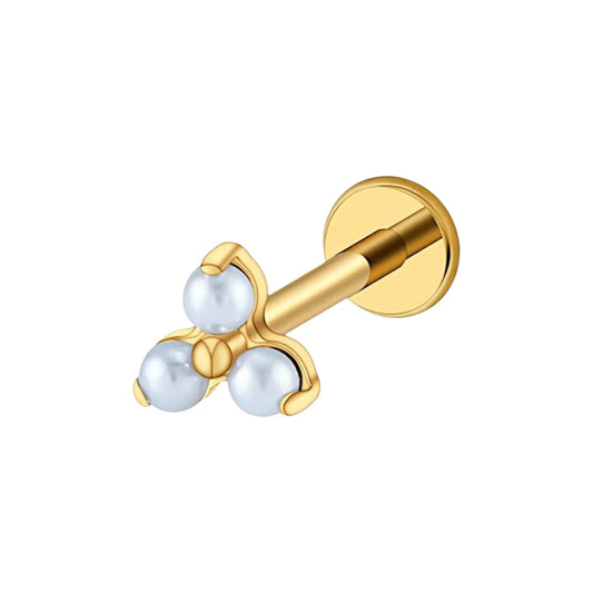 1.2 8mm Titanium Triangle Pearl Labret Gold