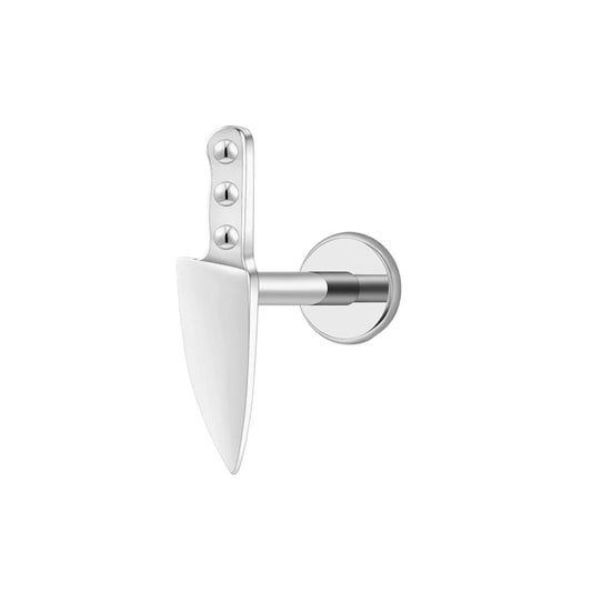 1.2 8mm Titanium Knife Labret Silver Coloured