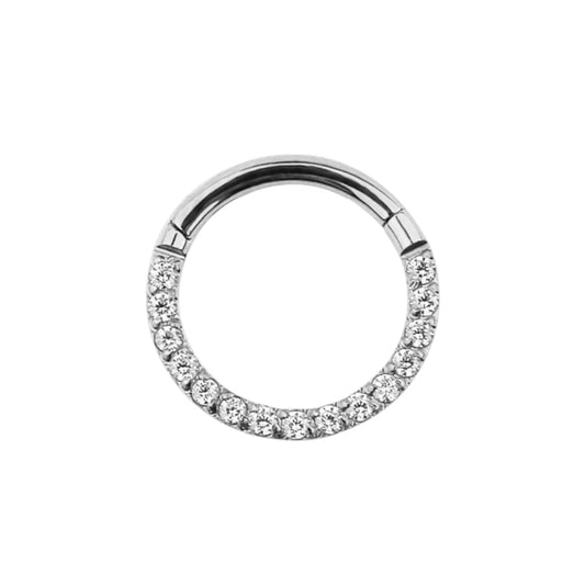 1.2 10mm Titanium Jewel Pave Side Clicker Silver